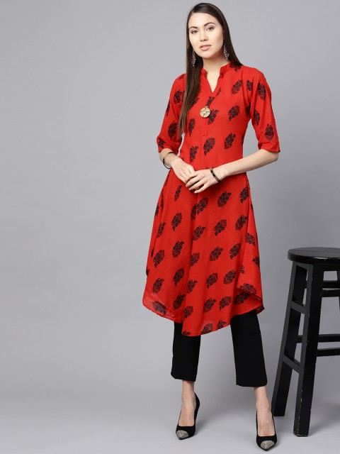 

SOJANYA Women Red & Black Printed A-Line Kurta