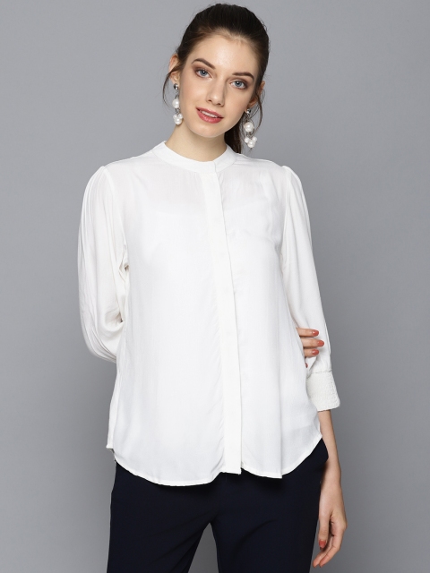 

Label Ritu Kumar Women White Regular Fit Solid Casual Shirt