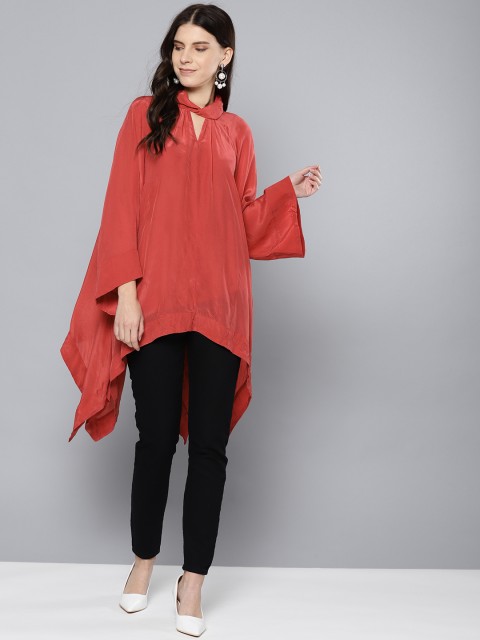 

Label Ritu Kumar Women Brick Red Solid Tunic