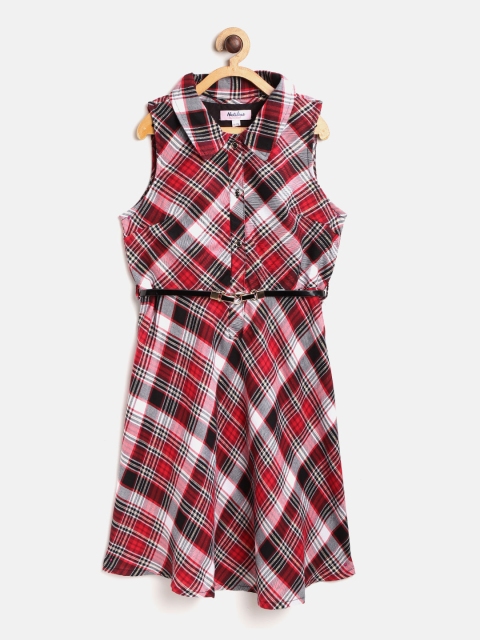 

Natilene Girls Red & Black Checked Shirt Dress