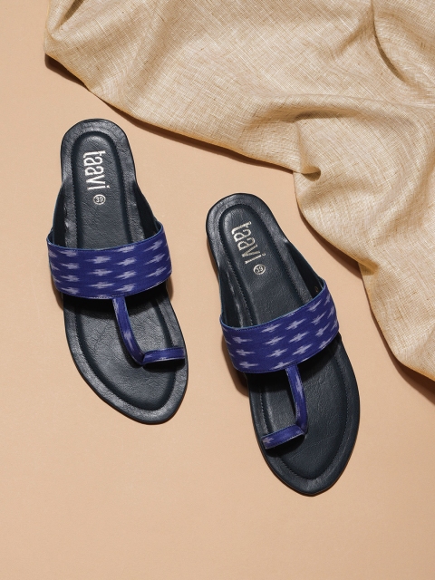 

Taavi Women Blue Printed Ikat One Toe Sustainable Flats