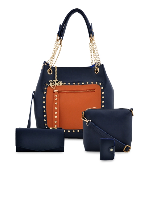 

LaFille Pack of 4 Blue Solid Handbags