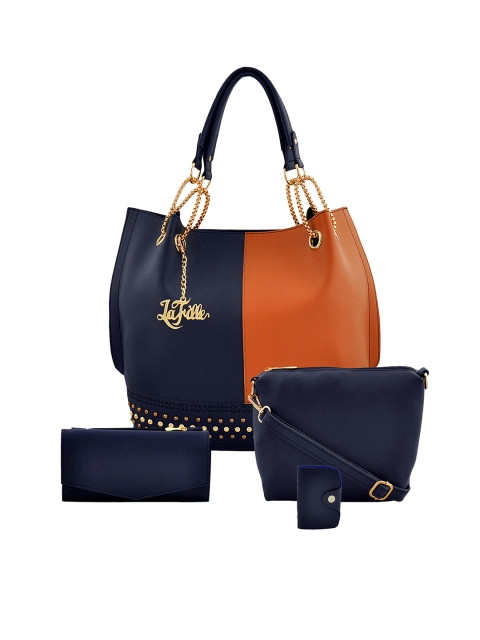 

LaFille Pack of 4 Blue Solid Handbags