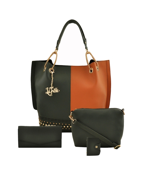 

LaFille Pack of 4 Green Solid Handbags