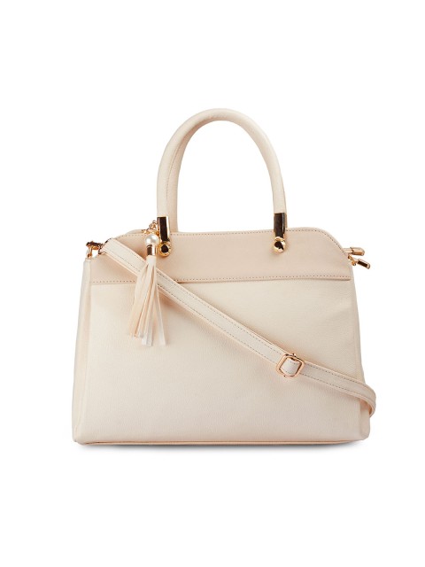 

LEGAL BRIBE Women White Solid Handheld Bag, Cream