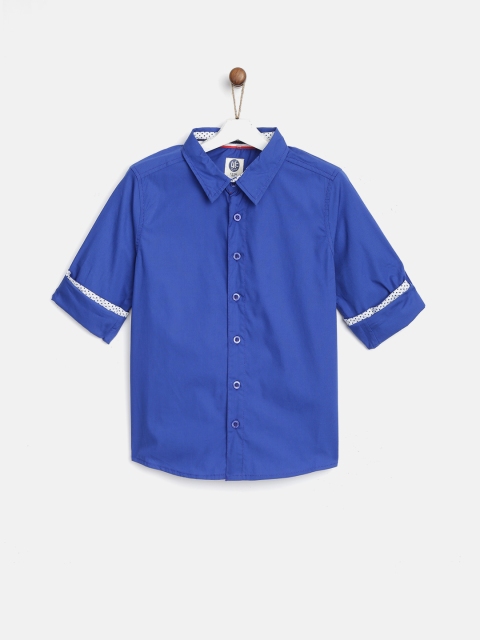 

YK Boys Blue Regular Fit Solid Casual Shirt