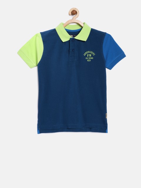 

Flying Machine Boys Navy Blue Solid Polo Collar T-shirt