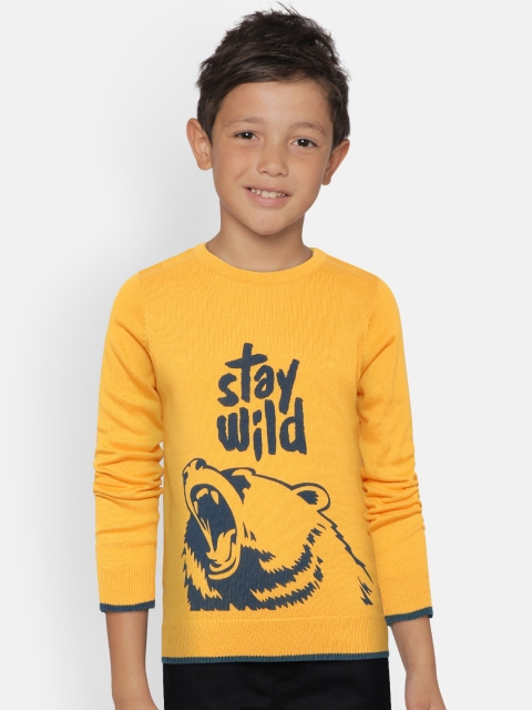 

Flying Machine Boys Yellow & Navy Blue Printed Sweater