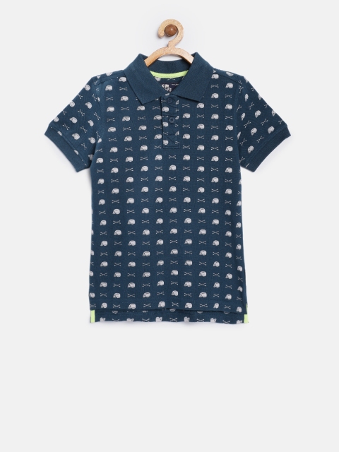 

Flying Machine Boys Navy Blue Solid Polo Collar T-shirt
