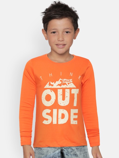

Flying Machine Boys Orange Printed Round Neck T-shirt