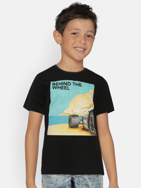 

Flying Machine Boys Black Printed Round Neck T-shirt