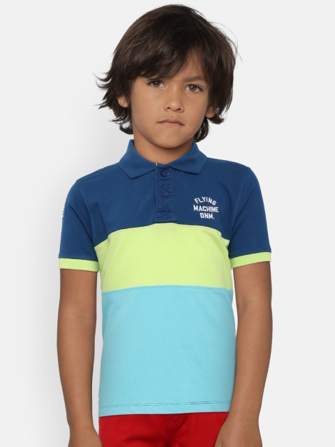 

Flying Machine Boys Navy Blue Colourblocked Polo Collar T-shirt