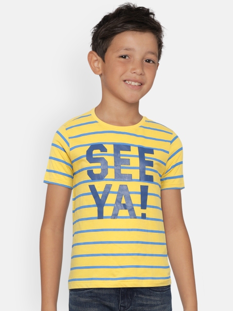 

Flying Machine Boys Yellow & Blue Striped Round Neck T-shirt