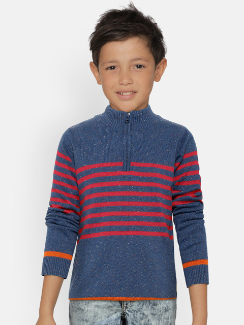 

Flying Machine Boys Navy Blue & Red Striped Sweater