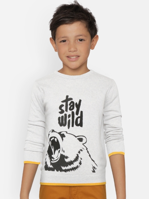 

Flying Machine Boys Grey Melange & Black Printed Sweater