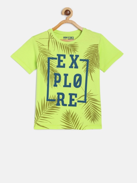 

Flying Machine Boys Green Printed Round Neck T-shirt