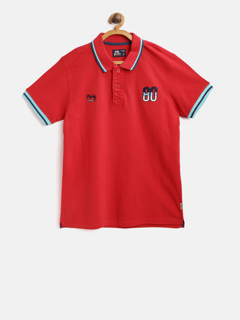

Flying Machine Boys Red Solid Polo Collar T-shirt
