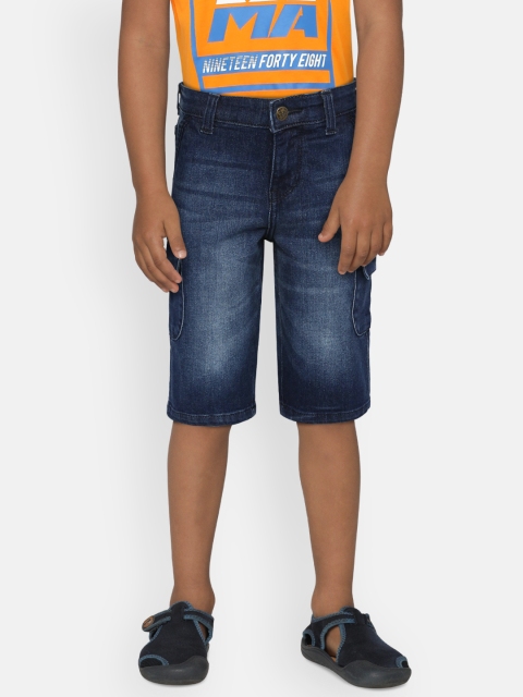 

Flying Machine Boys Blue Washed Regular Fit Denim Shorts