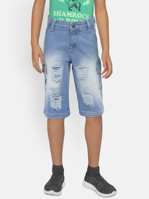 

Flying Machine Boys Blue Washed Regular Fit Denim Shorts