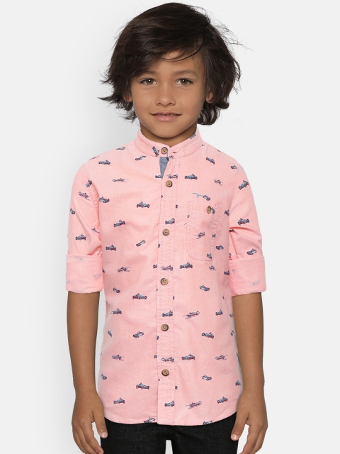 

Flying Machine Boys Pink Regular Fit Printed Casual Shirt