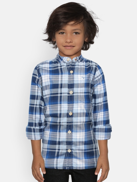 

Flying Machine Boys Blue & White Regular Fit Checked Casual Shirt