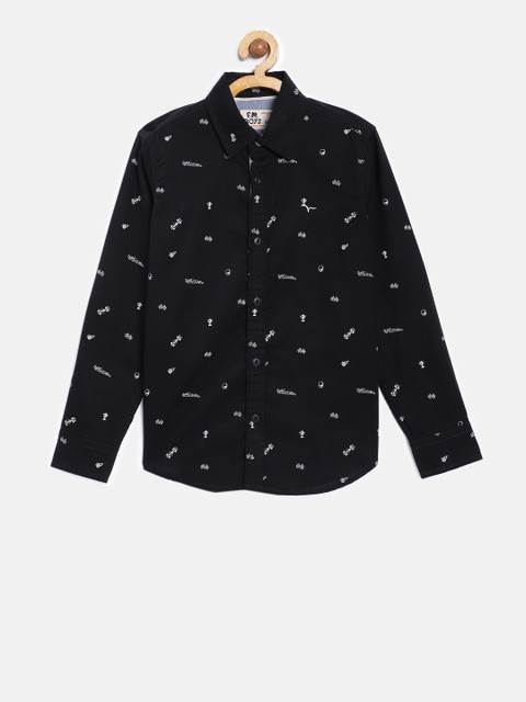 

Flying Machine Boys Black Regular Fit Printed Casual Shirt