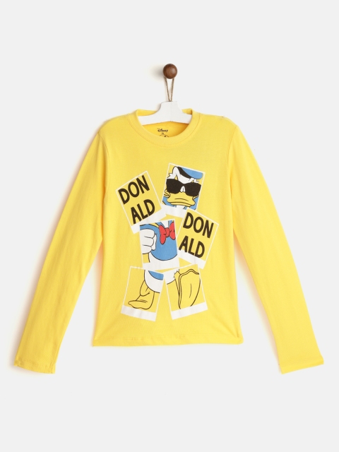 

YK Disney Boys Yellow Donald Duck Print Round Neck T-shirt