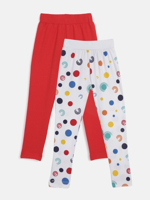 

YK Girls Pack of 2 Ankle-Length Leggings, Red