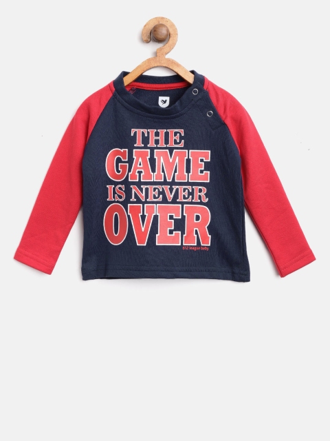 

612 league Boys Navy Blue & Red Printed Sweatshirt