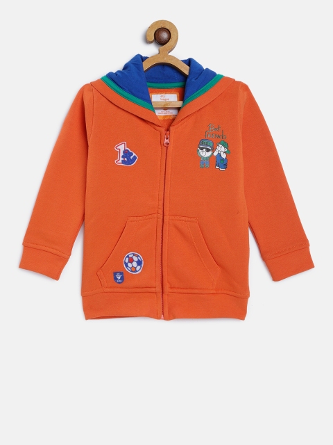 

612 league Boys Orange Solid Hooded Sweatshirt