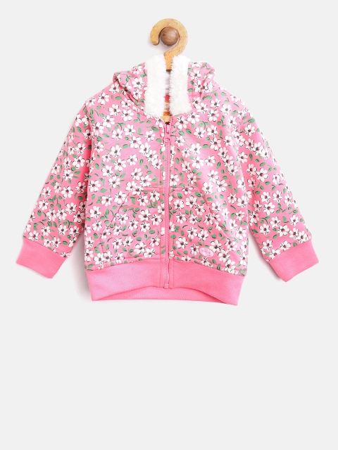 

612 league Girls Pink & White Printed Hooded Sweatshirt