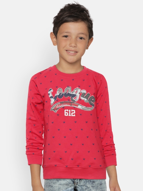 

612 league Boys Red & Navy Blue Printed Sweatshirt