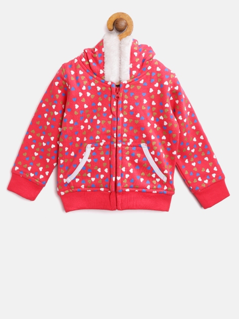 

612 league Girls Pink & Blue Printed Hooded Sweatshirt