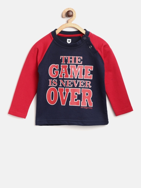 

612 league Boys Navy Blue & Red Printed Sweatshirt