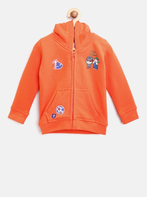 

612 league Boys Orange Solid Hooded Sweatshirt