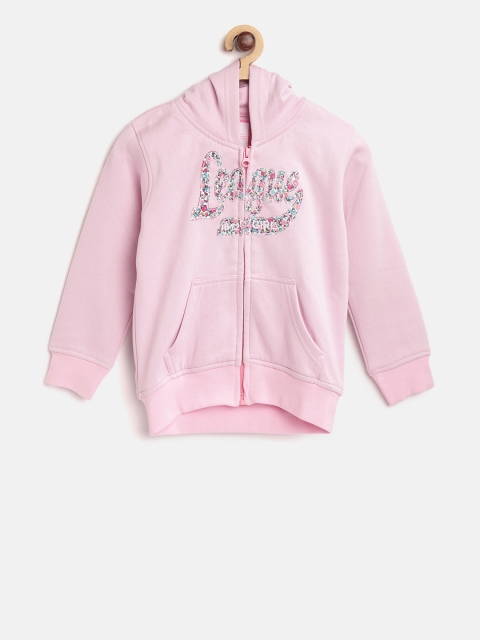 612 league Girls Pink Solid Hooded Sweatshirt