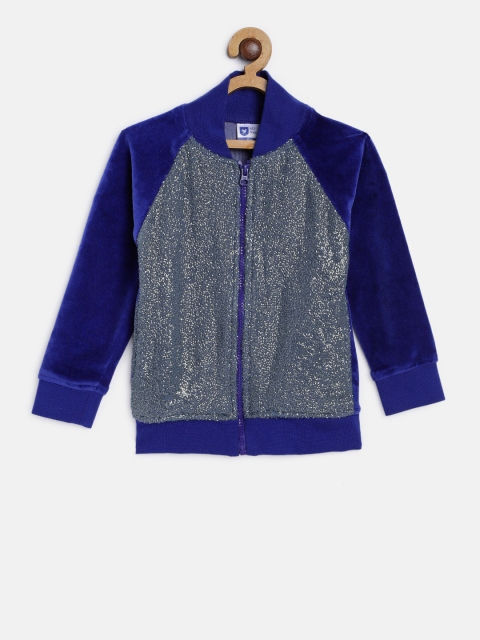 

612 league Girls Blue Solid Jacket
