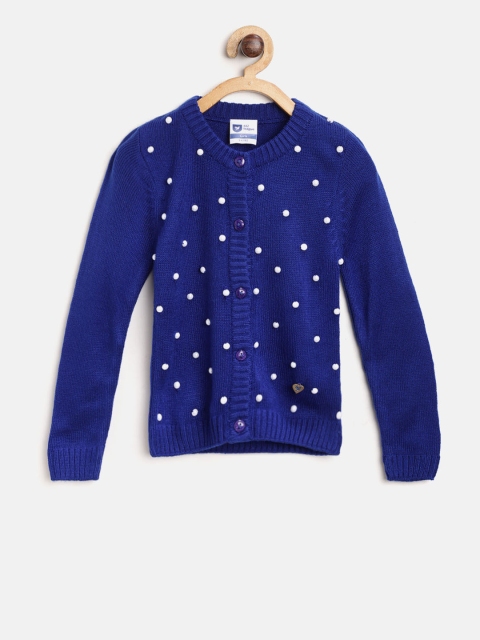 

612 league Girls Blue Embellished Cardigan