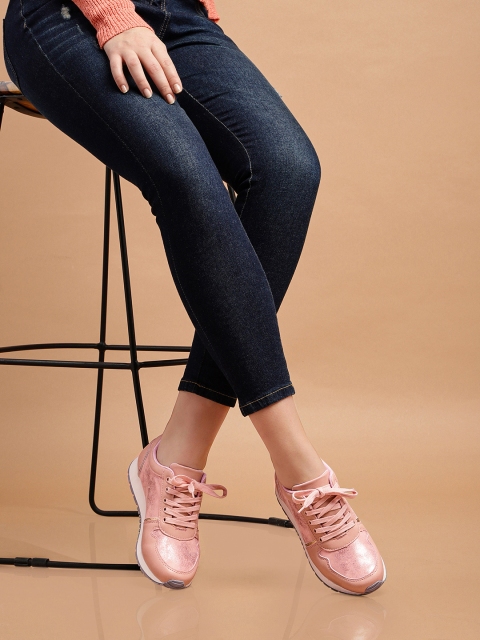 

DressBerry Women Pink Shimmer Detail Sneakers