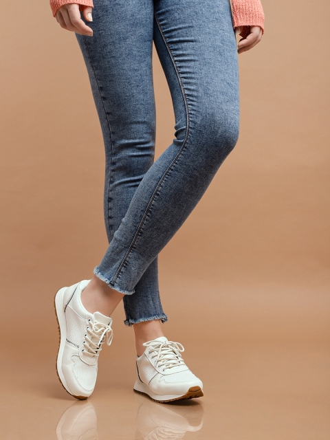 

DressBerry Women White Textured Sneakers