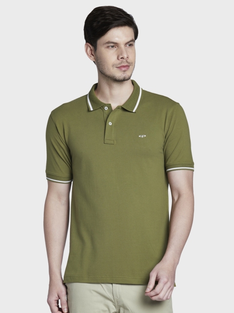 

ColorPlus Men Olive Green Solid Polo Collar T-shirt