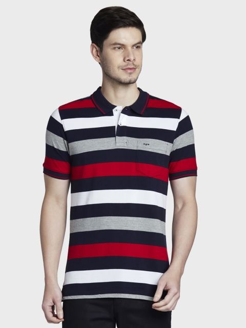

ColorPlus Men Red & Black Striped Polo Collar T-shirt