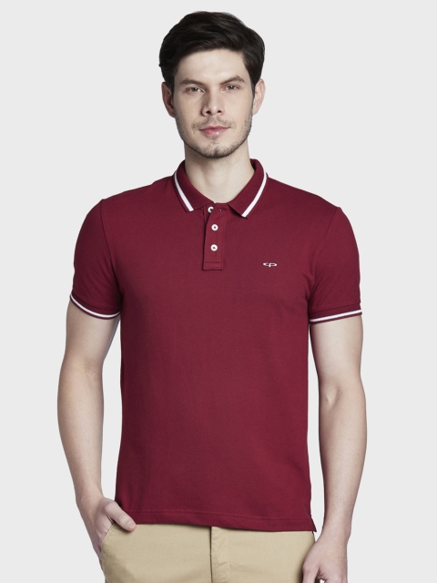 

ColorPlus Men Maroon Solid Polo Collar T-shirt