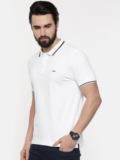 

ColorPlus Men White Slim Fit Solid Polo Collar T-shirt