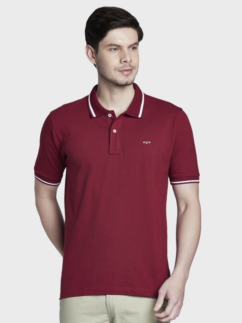 

ColorPlus Men Maroon Solid Polo Collar T-shirt