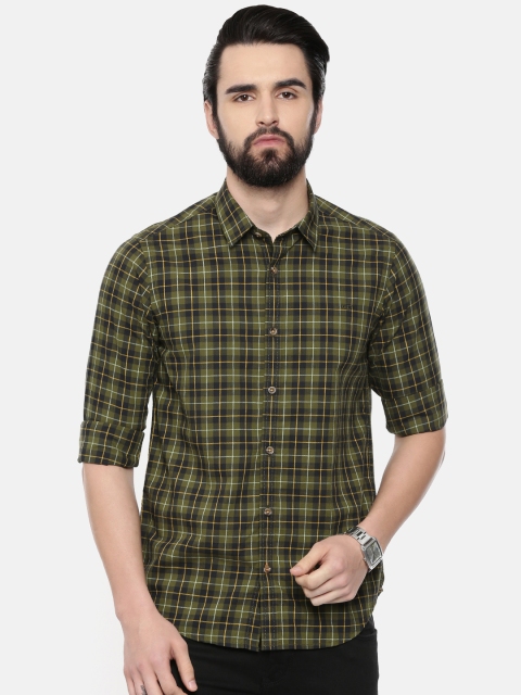 

ColorPlus Men Green & Black Slim Fit Checked Casual Shirt