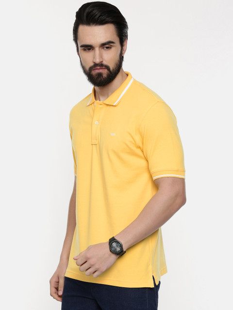 

ColorPlus Men Yellow Tailored Fit Solid Polo Collar T-shirt