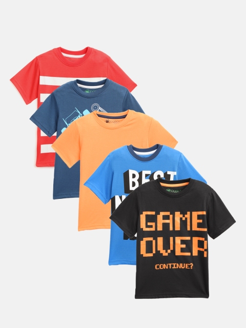 

YK Basics Boys Pack of 5 Round Neck T-shirts, Blue
