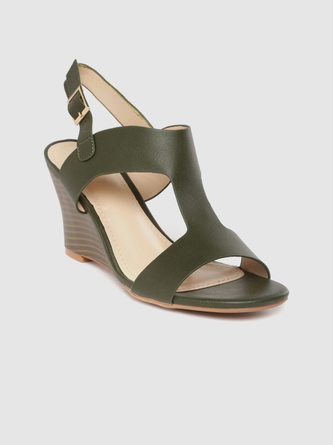 

Allen Solly Women Olive Green Solid Wedges