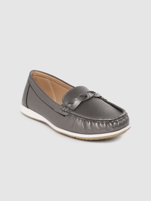

Allen Solly Women Gunmetal-Toned Loafers, Metallic